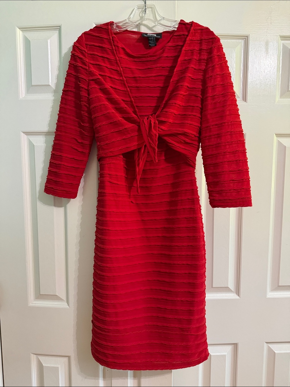 Frank Lyman  Red Textured Tie-Front Sheath Dress